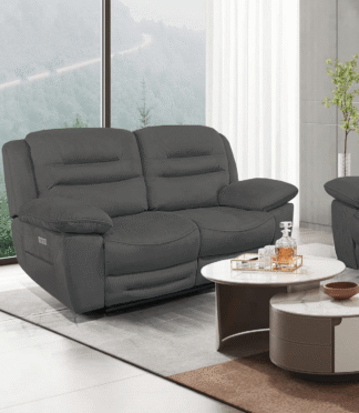 NAPOLI 2 + 2 Seater Electric Recliner Sofa Set - Grey Faux Suede