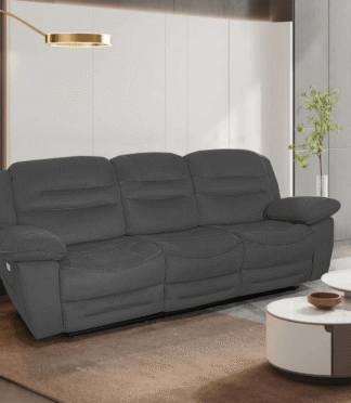 NAPOLI 3 + 3 Seater Electric Recliner Sofa Set - Grey Faux Suede