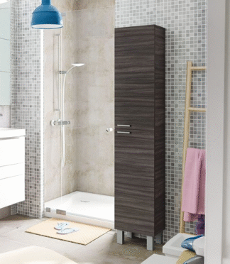 BALTIC 2 Door Wall Hung Bathroom Tall Storage Cabinet  - Grey Ash