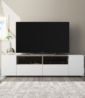 TAMIKO 4 Door TV Media Unit - White & Oak