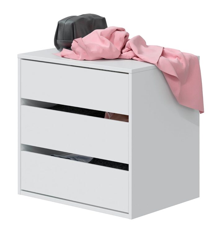 ARC Compact 3 Drawer Storage Chest White, Internal Storage 57x60x44cm.