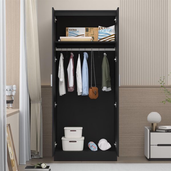 REFLECT High Gloss Bedroom Furniture Wardrobe Chest Bedside Desk Option in Black - Image 108