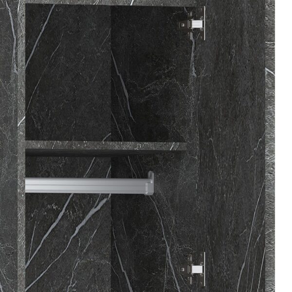 ZITA Compact 1-Door Wardrobe in Grey Marble Effect - Bedroom Storage, (L) 50cm x (W) 37.5cm x (H) 180cm, Stylish and Space-Saving - Image 9