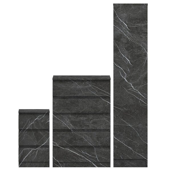 ZITA Grey Marble Effect 3 Piece Bedroom Set - 1-Door Wardrobe, Chest & Bedside Table, Stylish Modern Storage Furniture - Image 4
