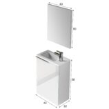 Gloss White 40cm Bathroom Vanity Unit with Sink and Mirror- Compact Basin Cabinet for Small Bathrooms.