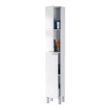 Baltic White Tall 2 Door Bathroom Storage Cabinet - Organiser for Toiletries & Towels - H: 182cm x W: 30cm x D: 25cm.