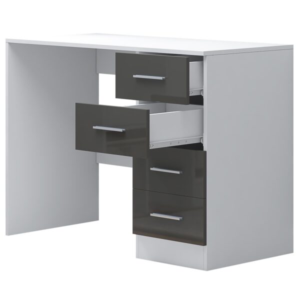 Reflect 4 Drawer Desk - Grey Gloss & Matt White - Modern Bedroom Storage for Vanity, Work or Study - H: 72cm x W: 99cm x D: 39.5cm - Image 5