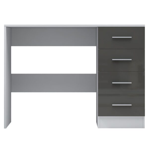 Reflect 4 Drawer Desk - Grey Gloss & Matt White - Modern Bedroom Storage for Vanity, Work or Study - H: 72cm x W: 99cm x D: 39.5cm - Image 4