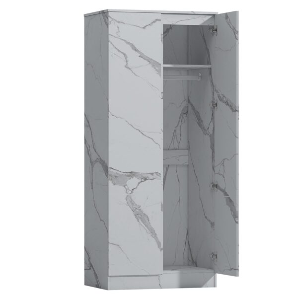 ZITA Bedroom Furniture Range Wardrobe Chest Bedside in White Marble Effect - Image 2