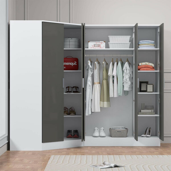 REFLECT Gloss 5 Door Corner Wardrobe Bundle Inc Corner + 3 Door Wardrobe Set - Image 28