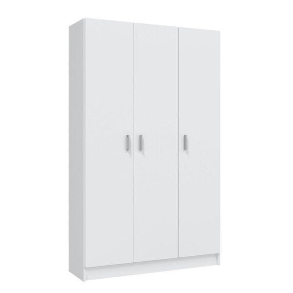 VITA White 3 Door Broom Cupboard - Modular Kitchen & Utility Room Cleaning Storage Cabinet - H: 180cm x W: 109cm x D: 37cm.
