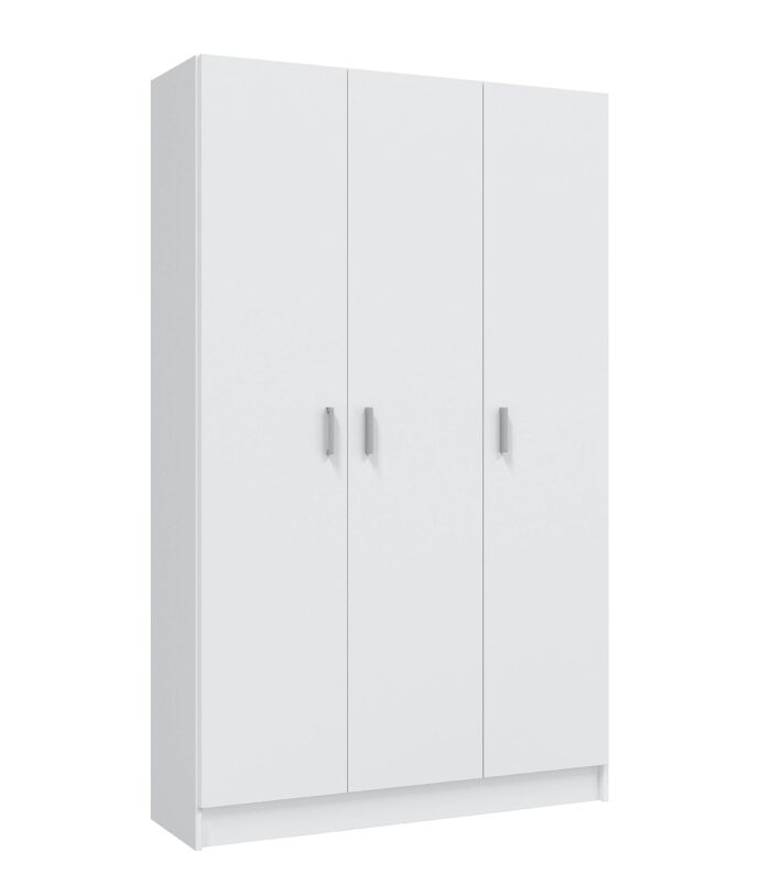 VITA White 3 Door Broom Cupboard - Modular Kitchen & Utility Room Cleaning Storage Cabinet - H: 180cm x W: 109cm x D: 37cm.