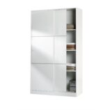TOP White 2 Door Large Modern Sliding Bedroom Wardrobe - H: 200cm x W: 120cm x D: 50cm.