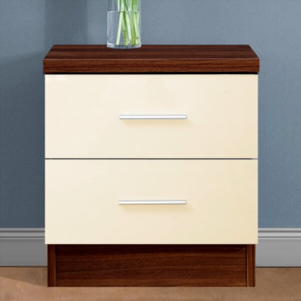 REFLECT Gloss Bedroom Furniture Wide 2 Drawer Bedside - 4 Colour Options - Image 3