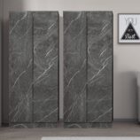 ZITA Grey Marble Effect 2 Piece Wardrobe Bundle - 2 x 2-Door Wardrobes, (L) 50cm x (W) 76cm x (H) 180cm.