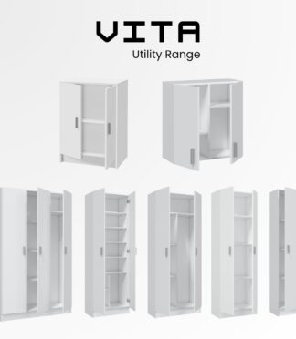 VITA Utility Laundry Cupboard / Cabinet Storage Units 7 Options in White