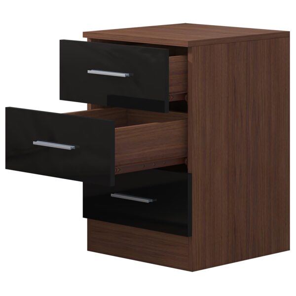 REFLECT High Gloss Bedroom Furniture Wardrobe Chest Bedside Desk - Black/Walnut - Image 101