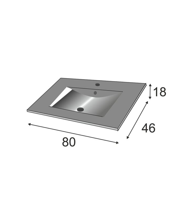 BALTIC 80cm Wide White Sink Unit 2 Door Under Basin Cabinet with Mirror.