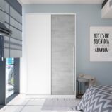 TOP 2 Door Large Modern Sliding Bedroom Wardrobe - White & Grey Finish - H: 200cm x W: 120cm x D: 50cm.