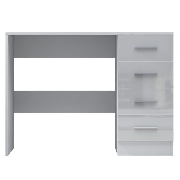 Reflect 4 Drawer Desk - White Gloss & Matt White - Modern Bedroom Storage for Vanity, Work or Study - H:72cm x W: 99cm x D: 39.5cm - Image 4