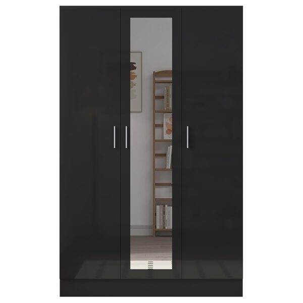 REFLECT High Gloss Bedroom Furniture Wardrobe Chest Bedside Desk Option in Black - Image 31