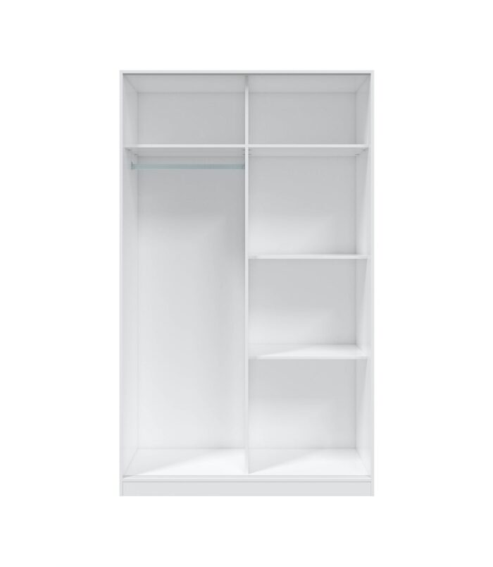 TOP 2 Door Large Modern Sliding Bedroom Wardrobe - White & Grey Finish - H: 200cm x W: 120cm x D: 50cm.