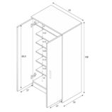 BELLINI White 2 Door Shoe Storage Cabinet - 6 Shelves Holds 20 Pairs - Space-Saving Design - H: 108cm x W: 55cm x D: 36cm.
