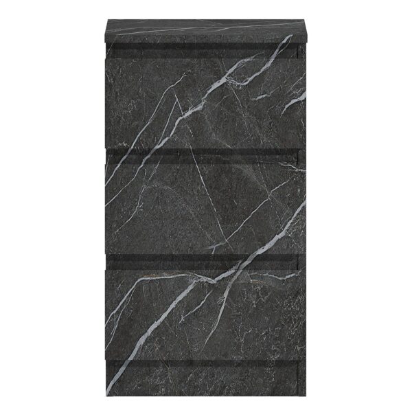 ZITA Grey Marble Effect 3 Drawer Bedside Table - Modern Nightstand, (L) 40cm x (W) 38cm x (H) 68cm, Stylish Bedroom Furniture - Image 4