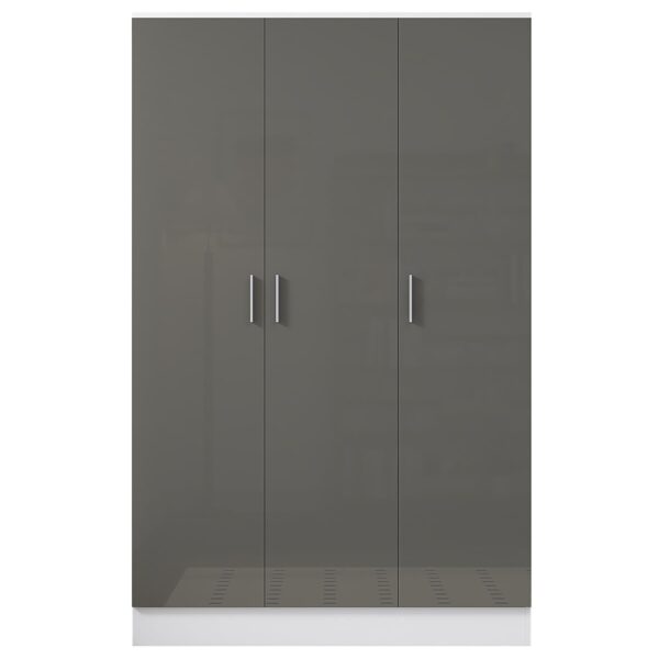 REFLECT High Gloss Bedroom Furniture Wardrobe Chest Bedside Desk in Grey/White - Image 49