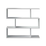 3 Tier Open Low Wide Storage Unit with Compartments, Freestanding Display Bookshelf for Living Room, Kids Playroom & Study - White.