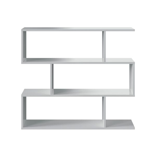 3 Tier Open Low Wide Storage Unit with Compartments, Freestanding Display Bookshelf for Living Room, Kids Playroom & Study - White.