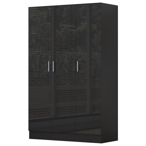 REFLECT High Gloss Bedroom Furniture Wardrobe Chest Bedside Desk Option in Black - Image 73