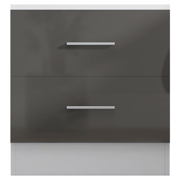 Reflect 2 Drawer Bedside - Grey Gloss & Matt White - Modern Nightstand for Bedroom Storage - H: 48.5cm x W: 45cm x D: 39.5cm - Image 3