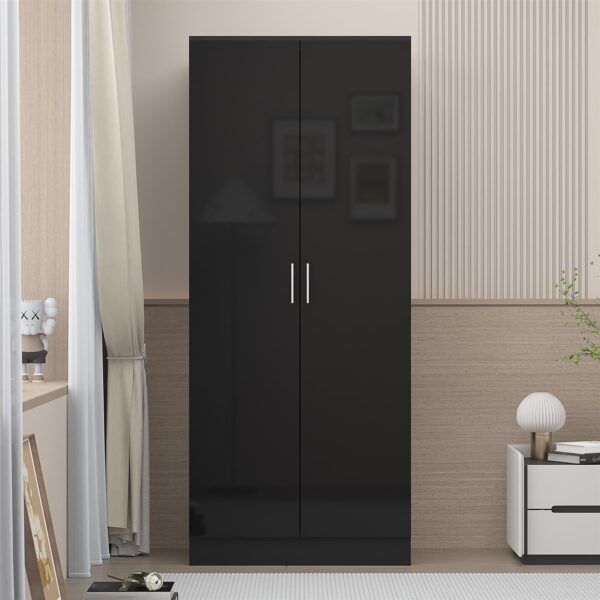 REFLECT High Gloss Bedroom Furniture Wardrobe Chest Bedside Desk Option in Black - Image 107