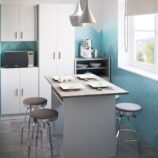 Vita White 2 Door 4 Shelf Kitchen Utility Room Cabinet - Modular Cleaning Storage - H: 180cm x W: 59cm x D: 37cm.