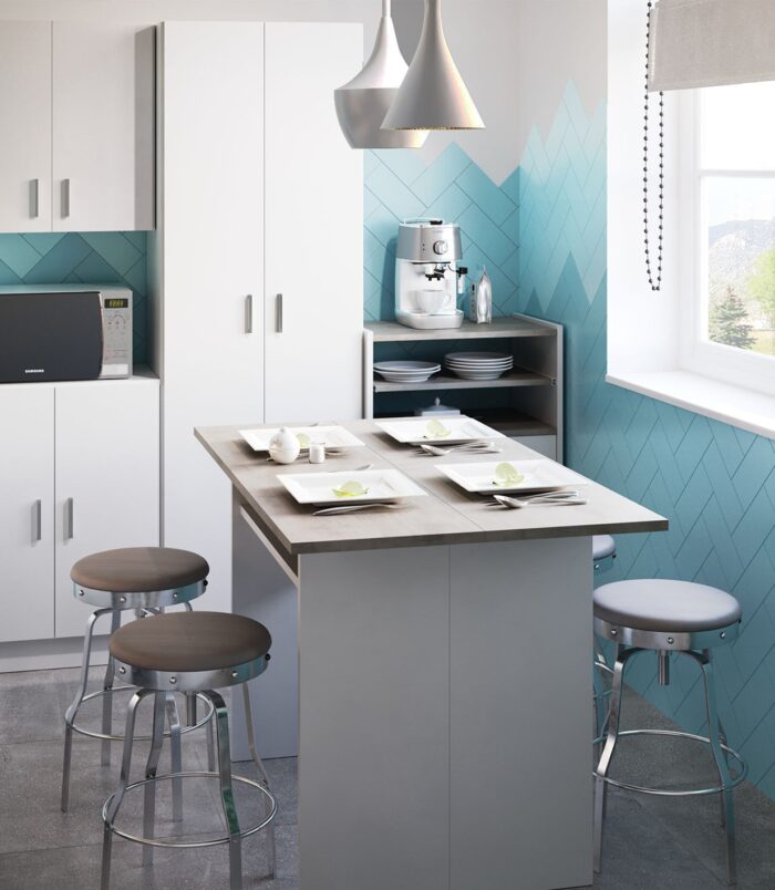 Vita White 2 Door 4 Shelf Kitchen Utility Room Cabinet - Modular Cleaning Storage - H: 180cm x W: 59cm x D: 37cm.