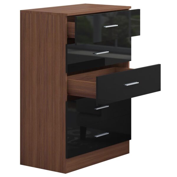 REFLECT High Gloss Bedroom Furniture Wardrobe Chest Bedside Desk - Black/Walnut - Image 85