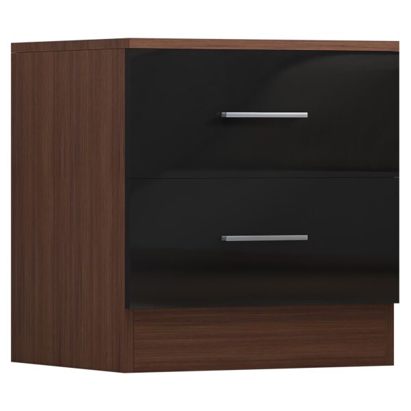 REFLECT High Gloss Bedroom Furniture Wardrobe Chest Bedside Desk - Black/Walnut - Image 11