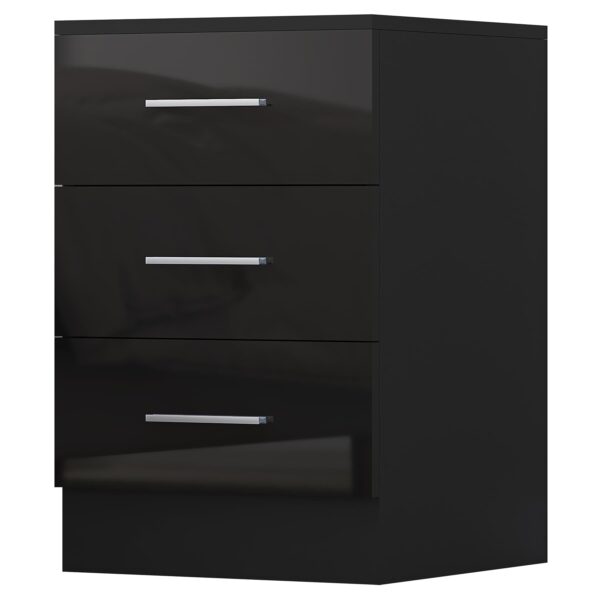 REFLECT High Gloss Bedroom Furniture Wardrobe Chest Bedside Desk Option in Black - Image 47