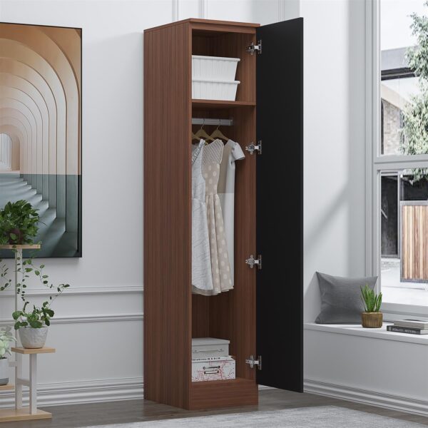 REFLECT High Gloss Bedroom Furniture Wardrobe Chest Bedside Desk - Black/Walnut - Image 106