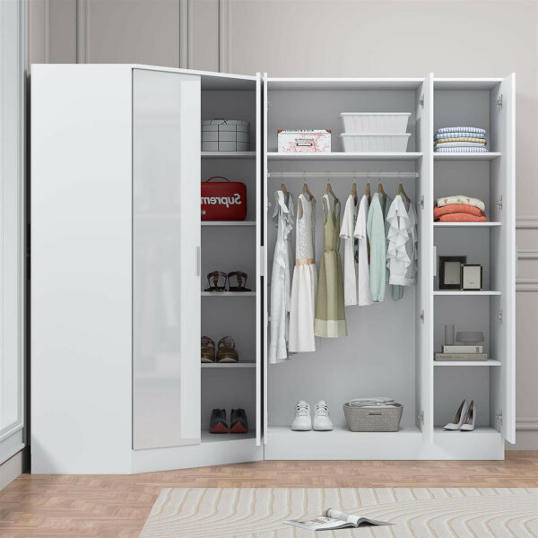 REFLECT Gloss 5 Door Corner Wardrobe Bundle Inc Corner + 3 Door Wardrobe Set - Image 37