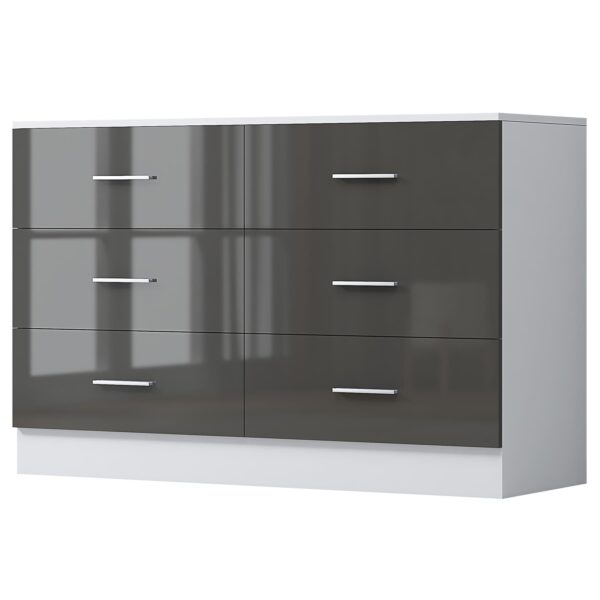 REFLECT Gloss Bedroom Furniture Wide 6 Drawer Chest of Drawers - 4 Colour Option - Image 16