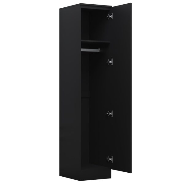 Reflect 1 Door High Gloss Wardrobe - Black, Durable Melamine Finish - Modern Bedroom Storage - Single Door Wardrobe - Image 8