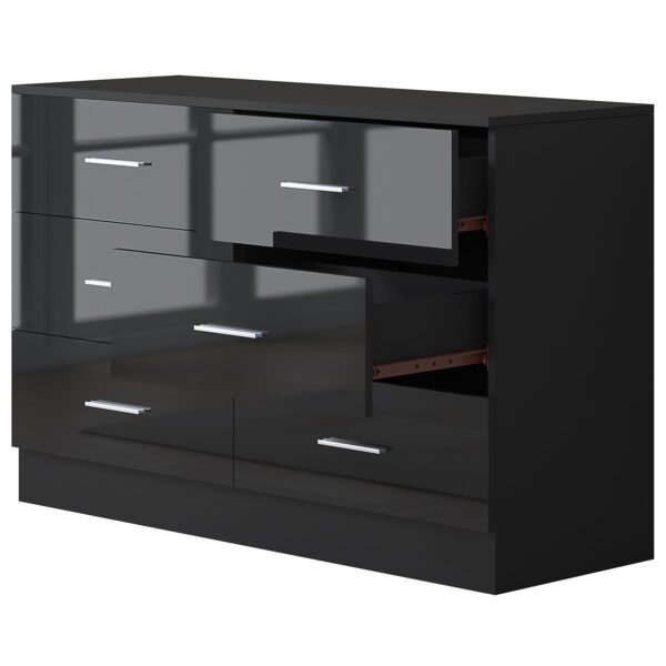 REFLECT High Gloss Bedroom Furniture Wardrobe Chest Bedside Desk Option in Black - Image 10
