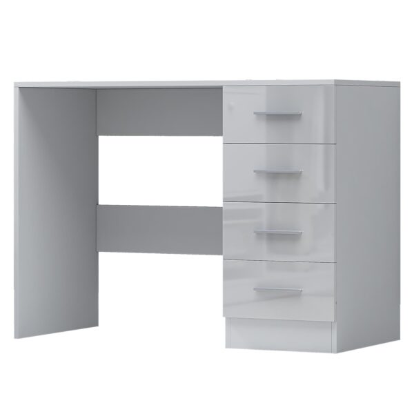 Reflect 4 Drawer Desk - White Gloss & Matt White - Modern Bedroom Storage for Vanity, Work or Study - H:72cm x W: 99cm x D: 39.5cm - Image 3