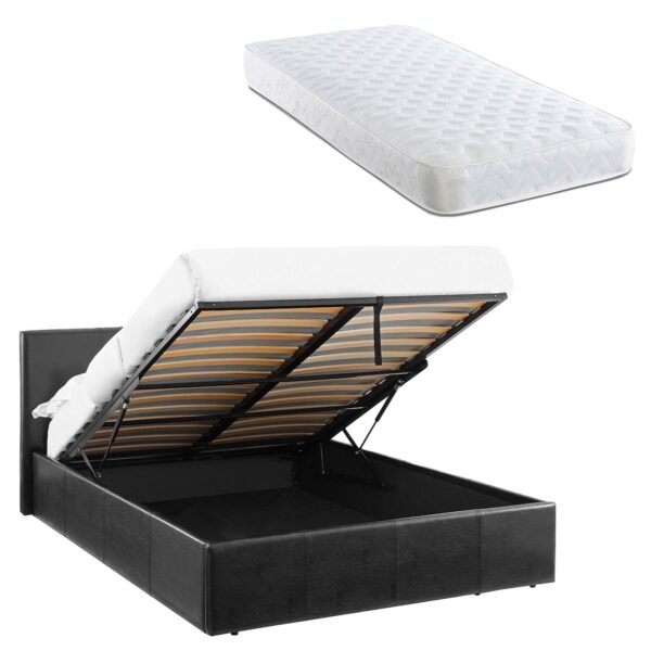 LUNA Faux Leather Ottoman Storage Bed Available Colour Size & Mattress Options - Image 92