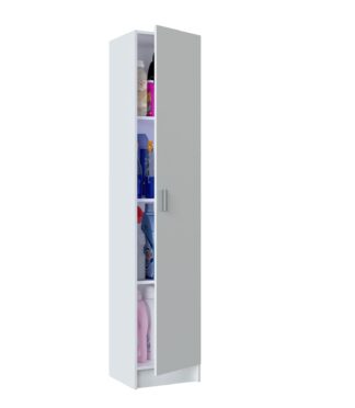 VITA White Utility Storage Cupboard - 1 Door Cabinet with 3 Shelves - Modular Storage for Kitchen or Utility Room.