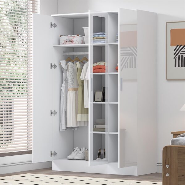REFLECT Gloss Bedroom Furniture 3 Door Mirrored Wardrobe - 4 Colour Options - Image 23
