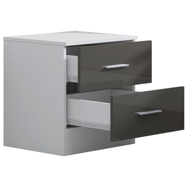 Reflect 2 Drawer Bedside - Grey Gloss & Matt White - Modern Nightstand for Bedroom Storage - H: 48.5cm x W: 45cm x D: 39.5cm - Image 5