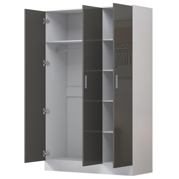REFLECT High Gloss Bedroom Furniture Wardrobe Chest Bedside Desk in Grey/White - Image 48